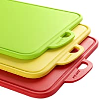 Zanmini Tablas de Cortar para Picar Conjunto de 3 Colores(rojo-amarillo-verde) con base antideslizante y diseño para…